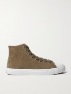 PAUL SMITH - Carver Striped Grosgrain-Trimmed Suede High-Top Sneakers - Green - 6