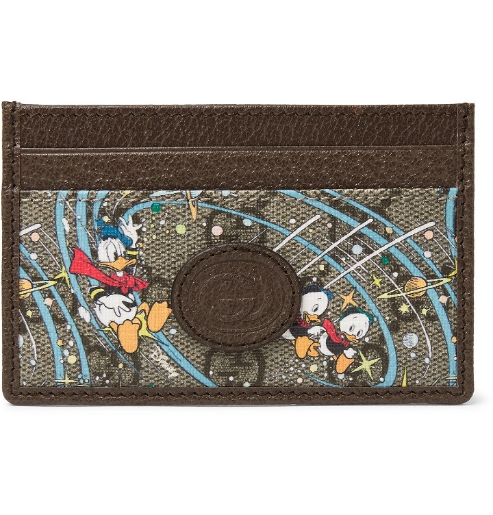 Photo: GUCCI - Disney Leather-Trimmed Printed Monogrammed Coated-Canvas Cardholder - Brown