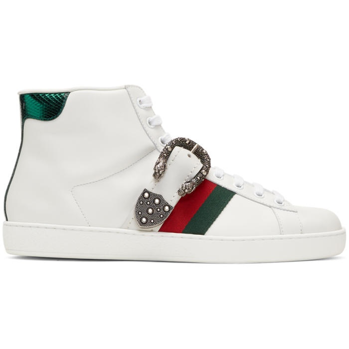 Photo: Gucci White Belt Ace High-Top Sneakers 