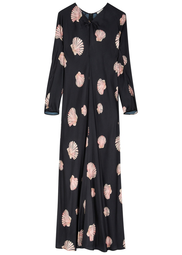 Photo: Forte_forte Shell-print Satin Maxi Dress Black