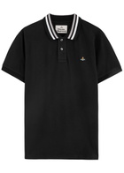 Vivienne Westwood Orb-embroidered Piqué Cotton Polo Shirt Black