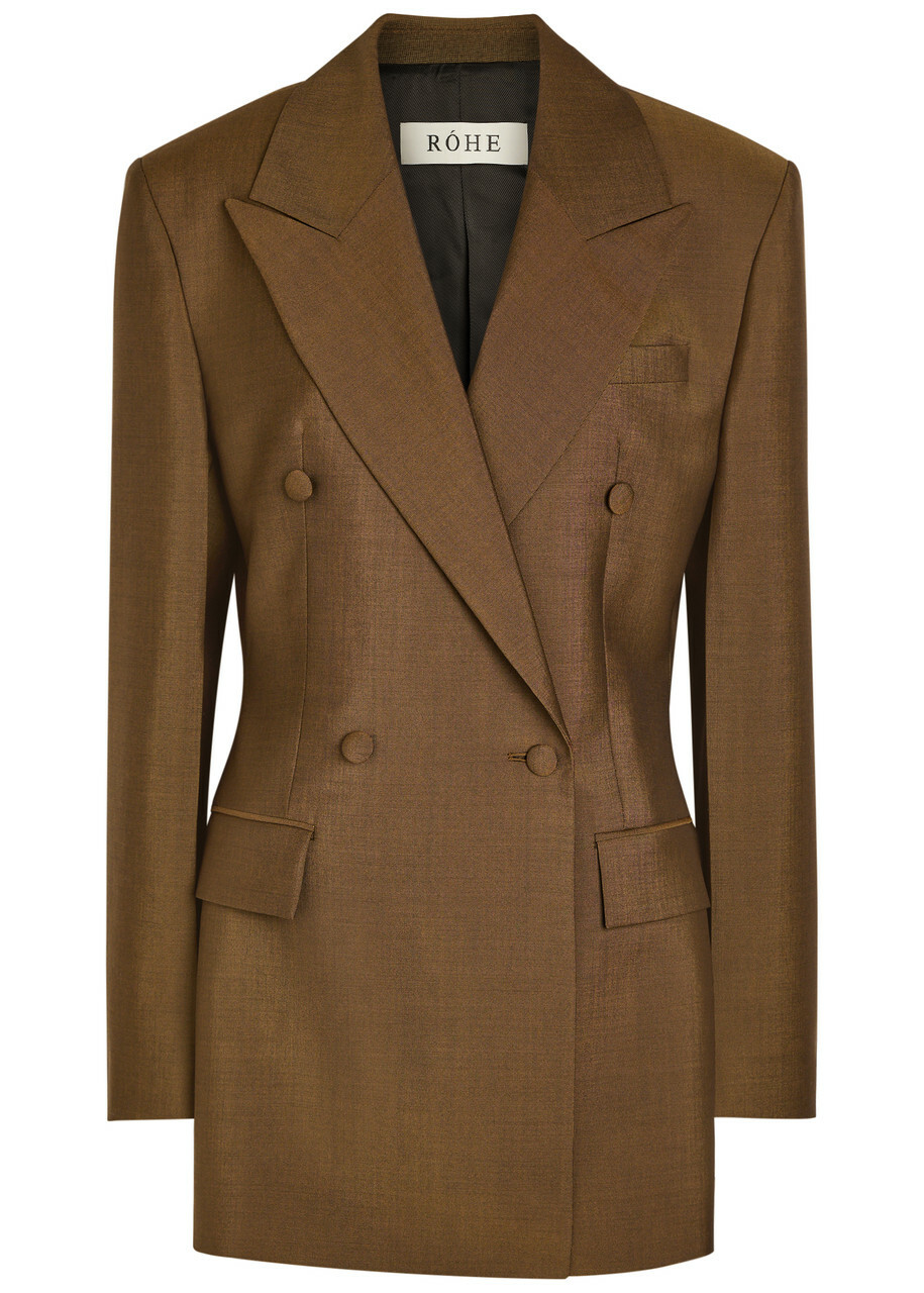 Rohe Double-breasted Wool and Mohair-blend Blazer Brown