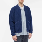 Universal Works Men's Wool Fleece Zip Bomber Jacket in Indigo