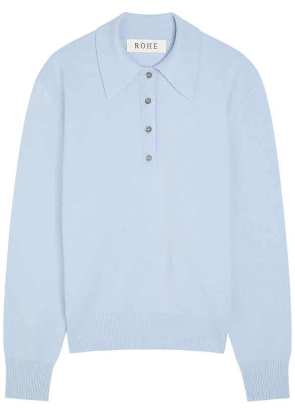 Photo: Rohe Compact Wool and Cashmere-blend Polo top Light Blue