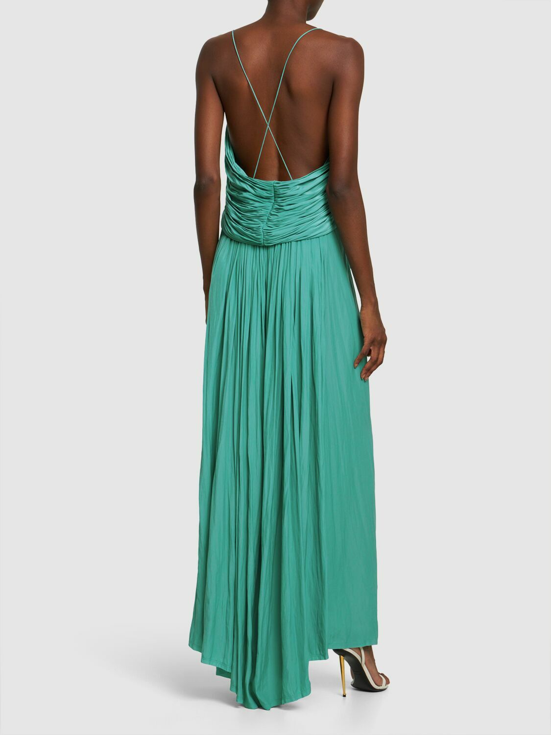 LANVIN - Cross-back Strap Charmeuse Long Dress Lanvin