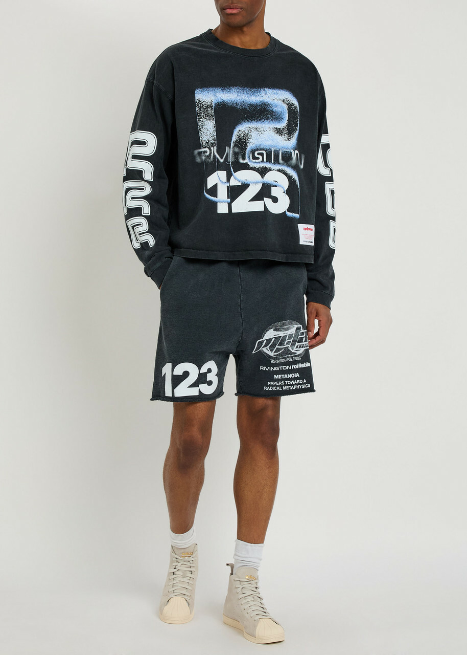 Rivington Roi Rebis Radical Printed Cotton Shorts Black