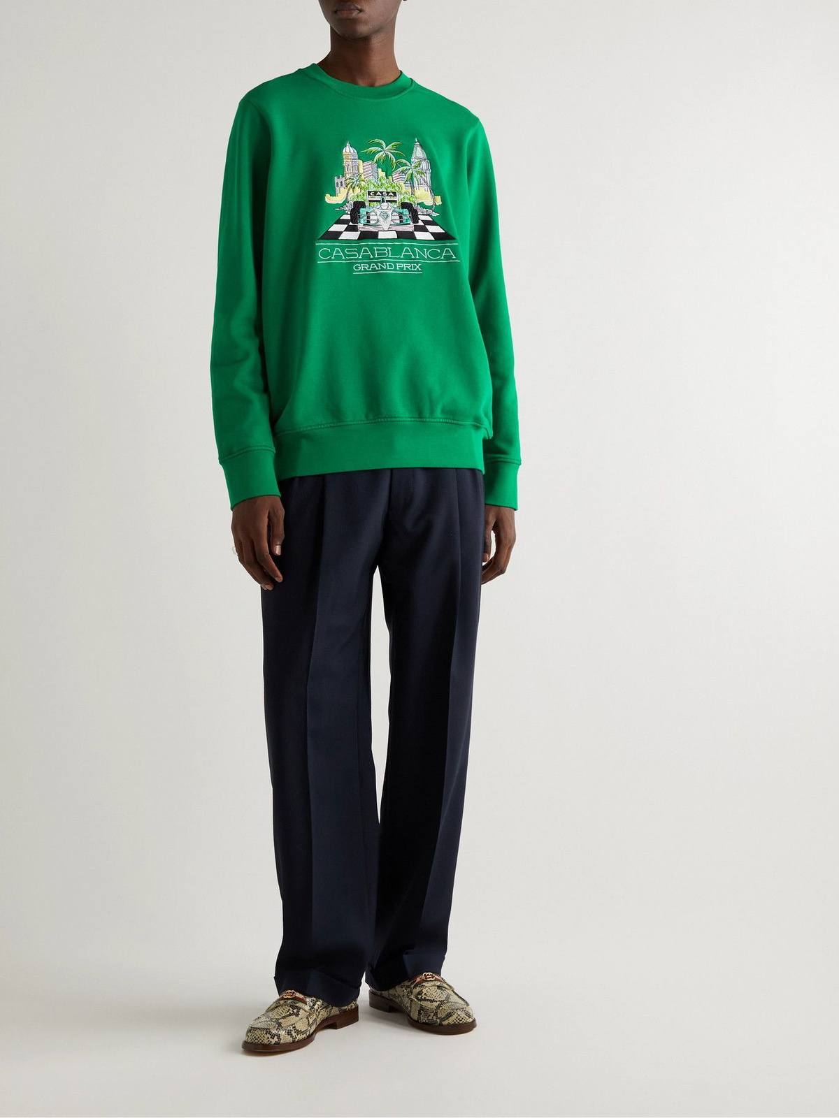 Casablanca - Logo-Embroidered Organic Cotton-Jersey Sweatshirt