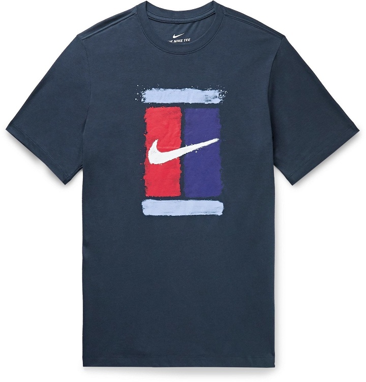 Photo: Nike Tennis - Logo-Print Cotton-Jersey T-Shirt - Blue