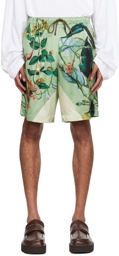 Dries Van Noten Green Printed Shorts