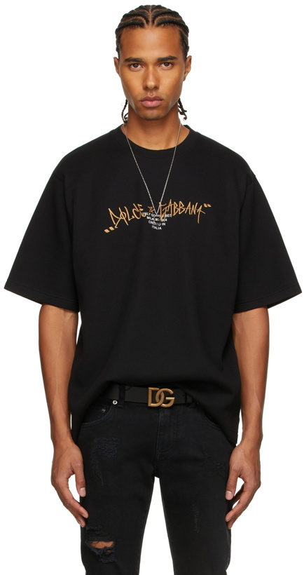 Photo: Dolce & Gabbana Black Logo Embroidery T-Shirt