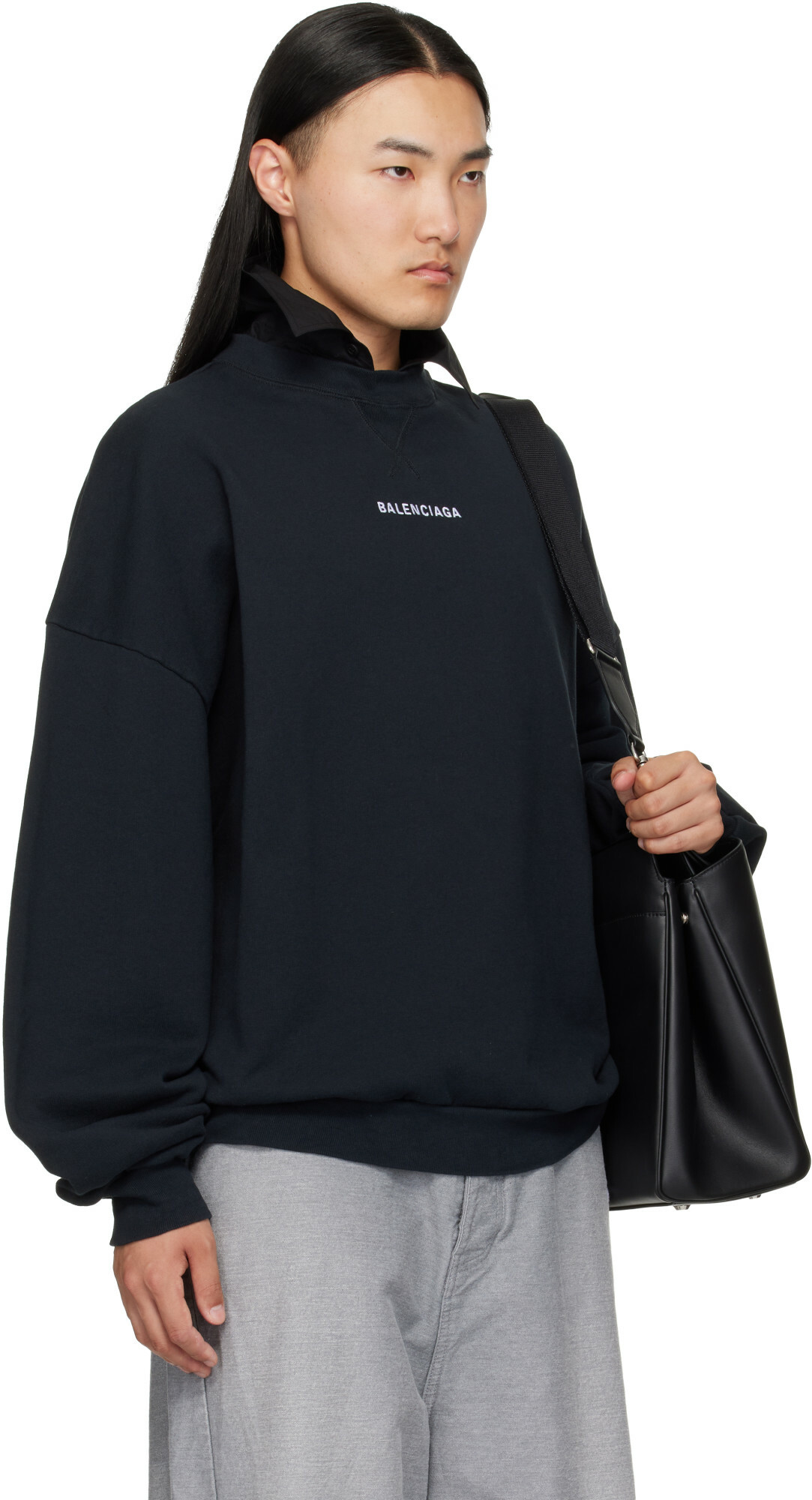 Balenciaga Black Shirt Collar Sweatshirt