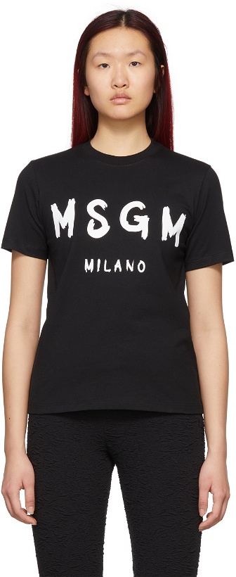 Photo: MSGM Black Brush Stroke Logo T-Shirt