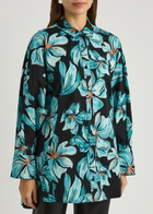 Diane Von Furstenberg Caleb Floral-print Stretch-cotton Blouse Black