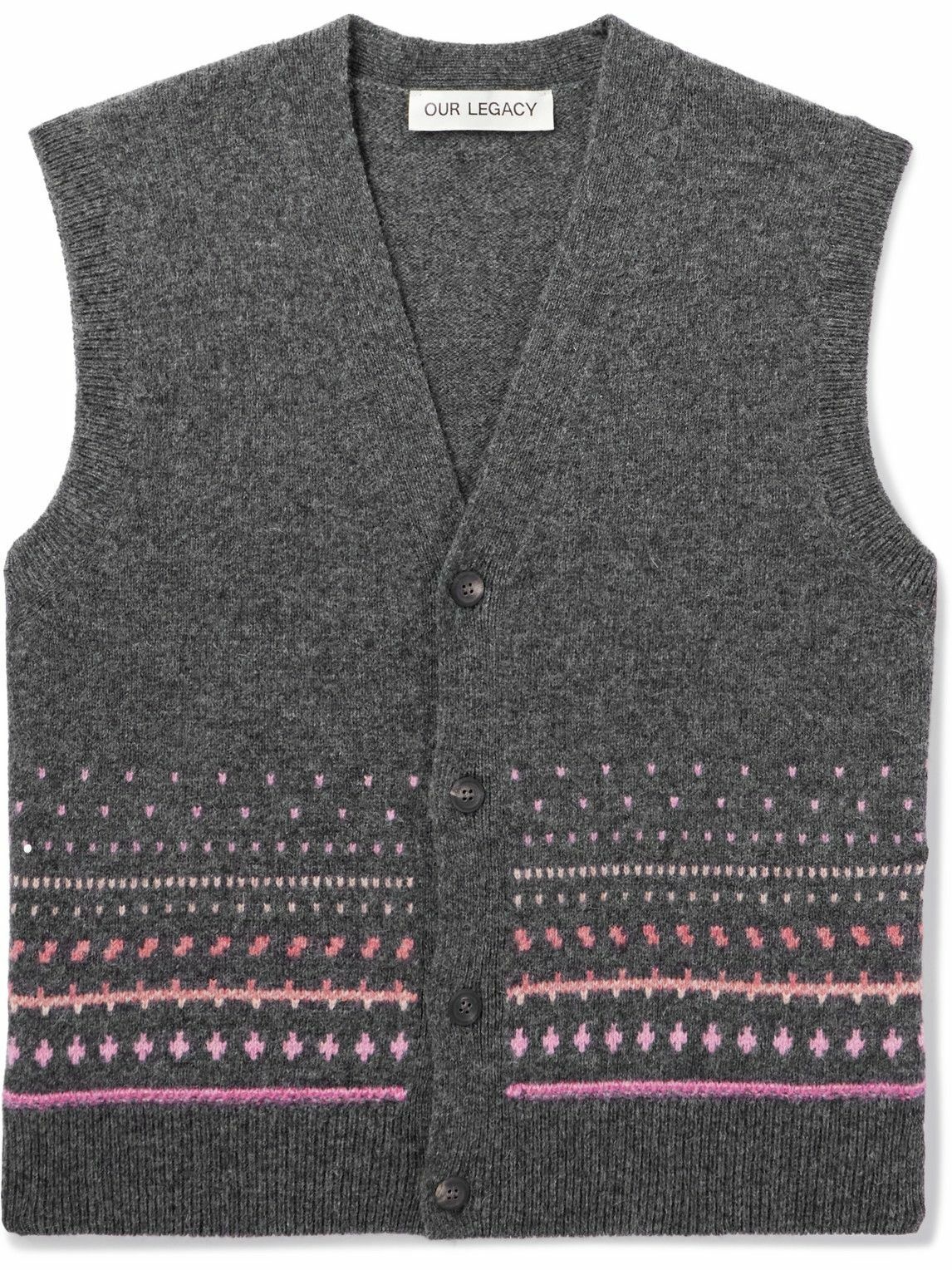 Photo: Our Legacy - Rugrat Fair Isle Wool Sweater Vest - Gray