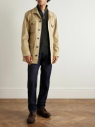 Purdey - Leather-Trimmed Cashmere Half-Zip Sweater - Green