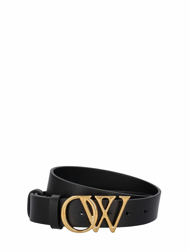Photo: OFF-WHITE - 30mm Ow Lettering Leather Belt