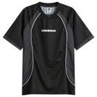 Umbro Men's Panelled Raglan Shirt in Black/Volcanic Ash/Brilliant White