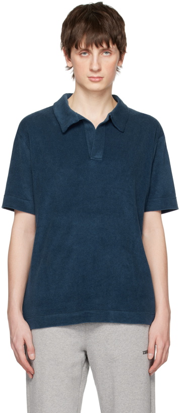 Photo: ZEGNA Blue Open Placket Polo