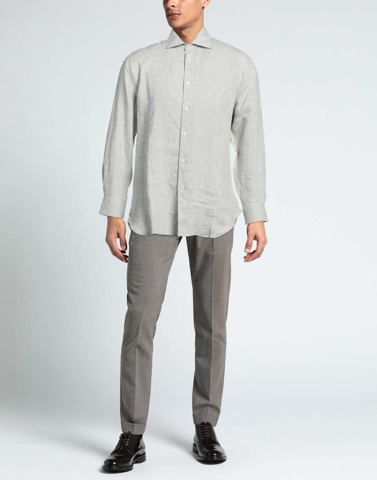 120% Lino Mens Shirt Light in Grey