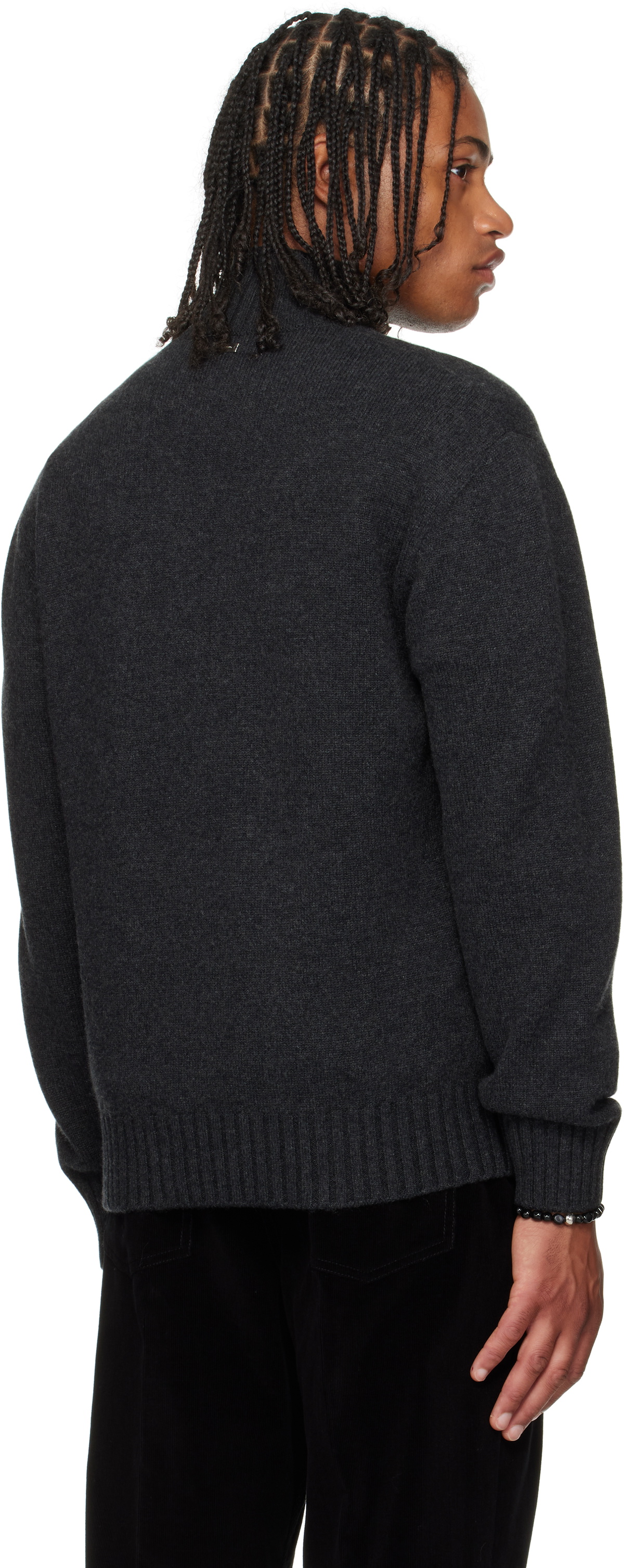 Ferragamo Gray High Neck Cashmere Turtleneck