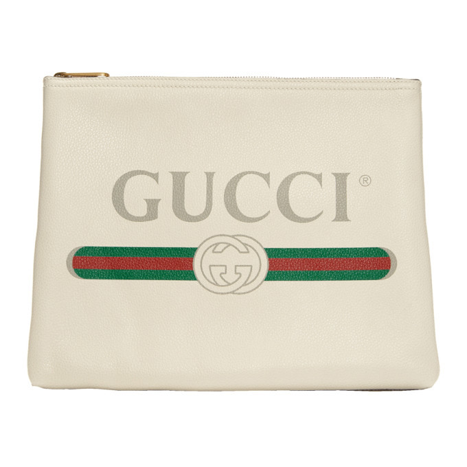 Gucci White Medium Vintage Logo Pouch Gucci