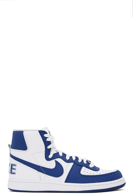 Photo: Comme des Garçons Homme Plus Blue & White Nike Edition Terminator High Sneakers