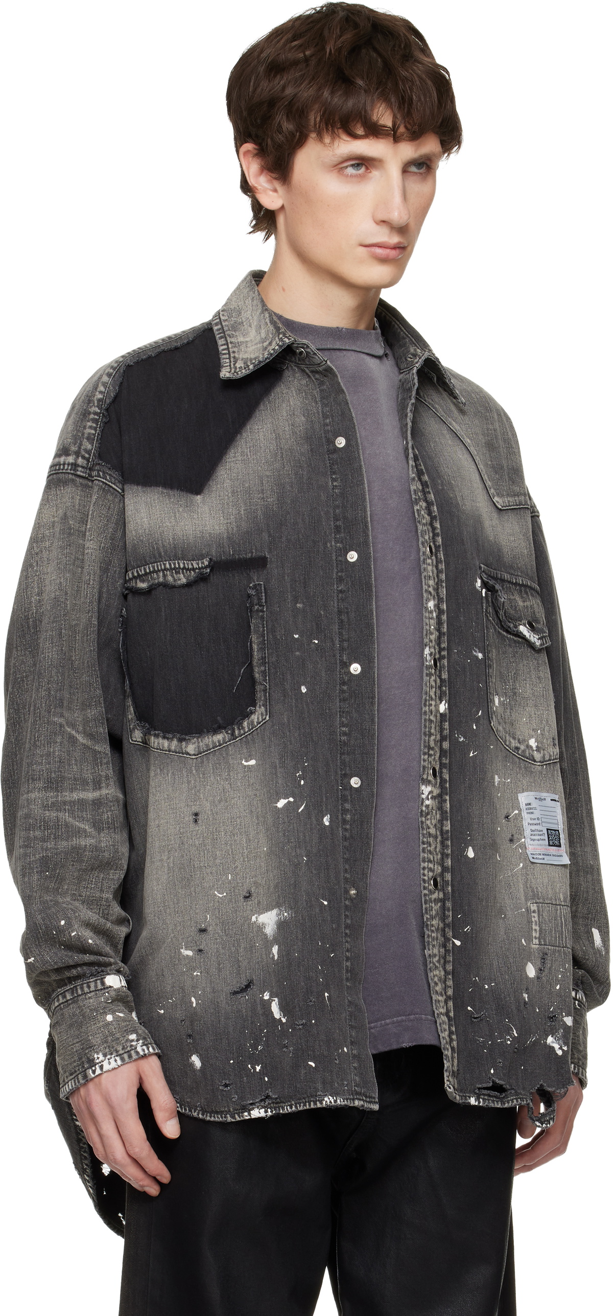 Maison MIHARA YASUHIRO Black Distressed Denim Shirt