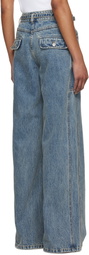 3.1 Phillip Lim Blue Wide-Leg Belted Cargo Jeans