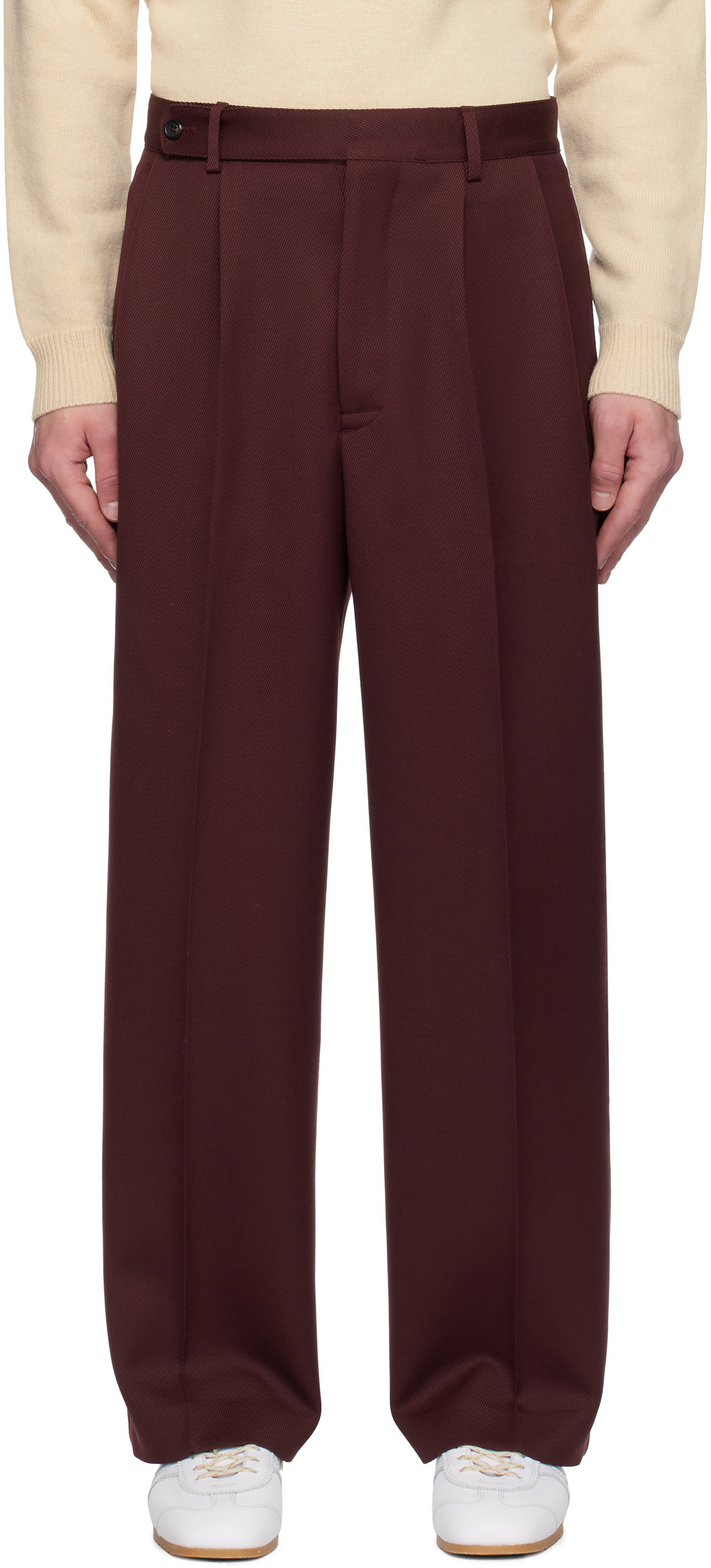 Bode Burgundy Riding Twill Braided Trousers
