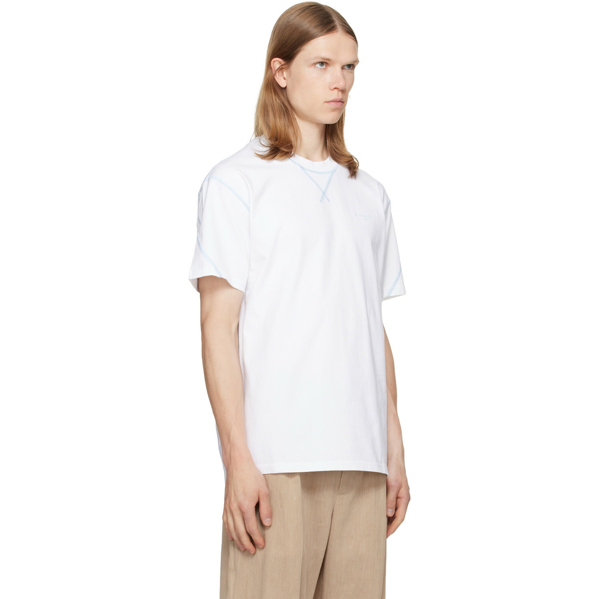 Givenchy White Contour Seam Contrasted Stitch T-shirt