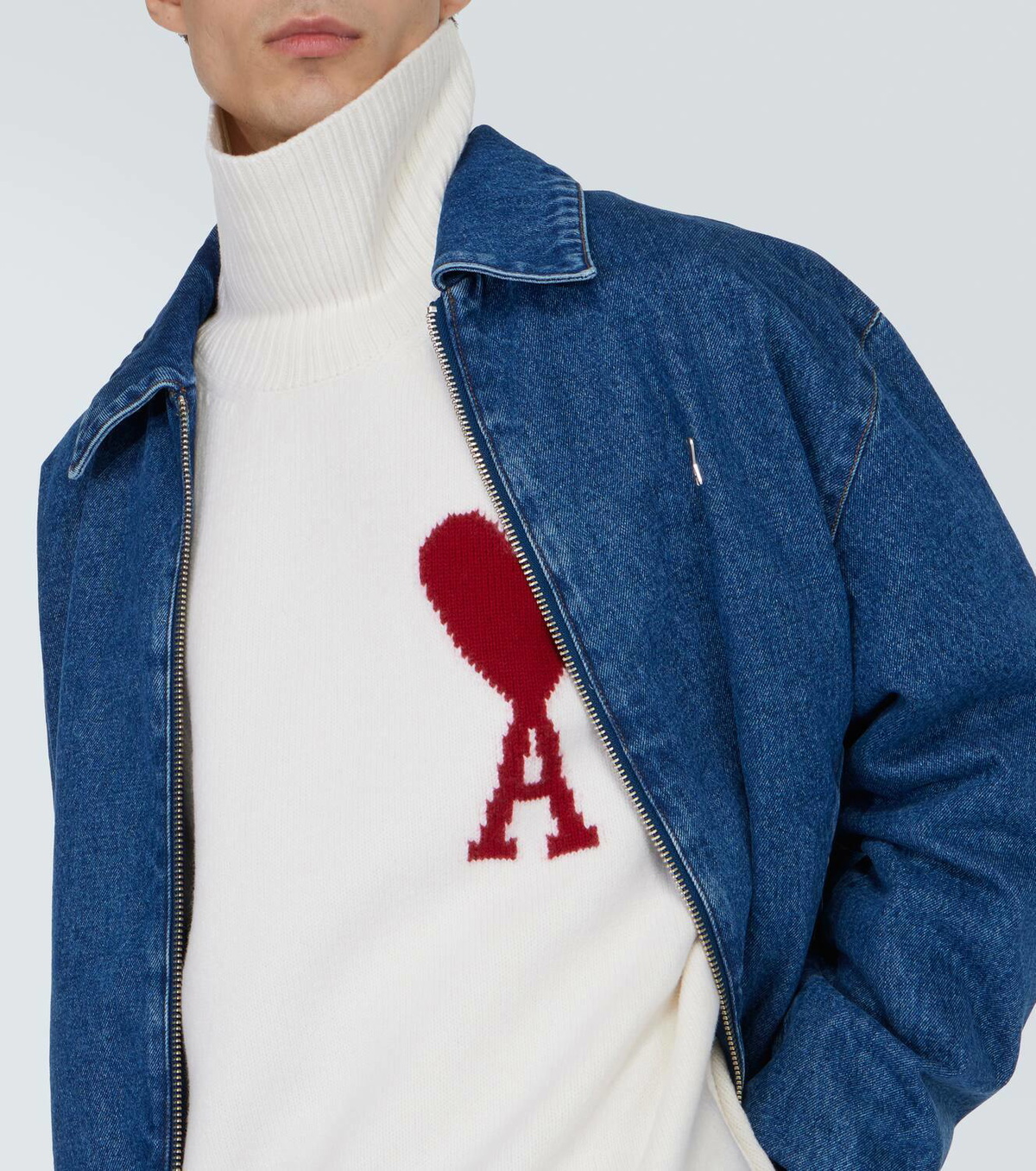 Ami Paris Logo virgin wool turtleneck sweater