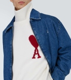 Ami Paris Logo virgin wool turtleneck sweater