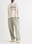 Balenciaga - RuPaul Oversized Distressed Logo-Print Cotton-Jersey Hoodie - Neutrals