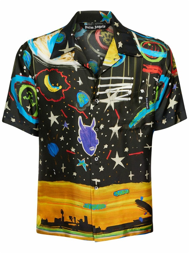 Photo: PALM ANGELS Starry Night Printed Silk Bowling Shirt
