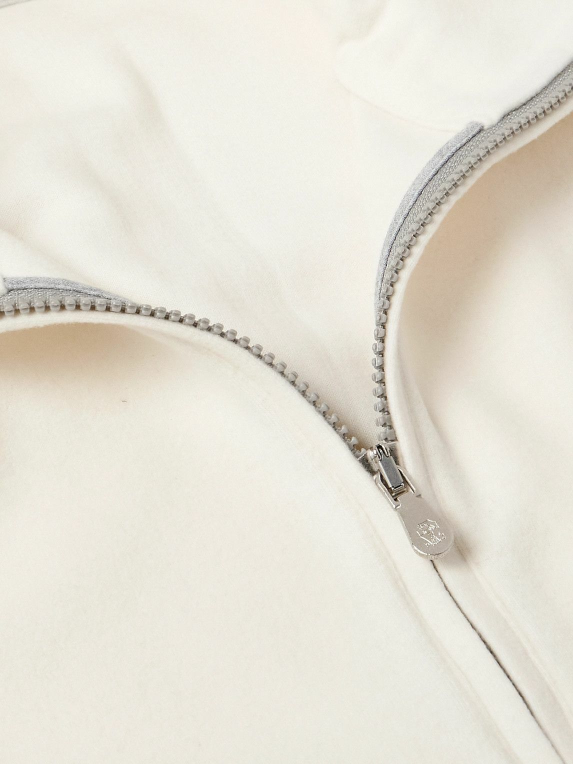 Brunello Cucinelli - Logo-Embroidered Fleece Half-Zip Sweatshirt - Neutrals