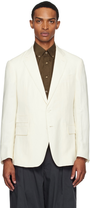 Photo: Ralph Lauren Purple Label Off-White Silk Linen Single-Breasted Blazer