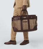 Brunello Cucinelli Leather-trimmed canvas duffel bag