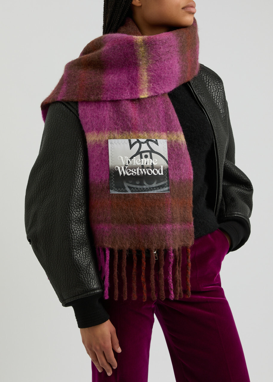 Vivienne Westwood Checked Alpaca-blend Scarf - Purple - One Size