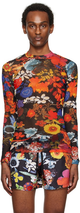Photo: Moschino Multicolor Allover Flowers Long Sleeve T-Shirt