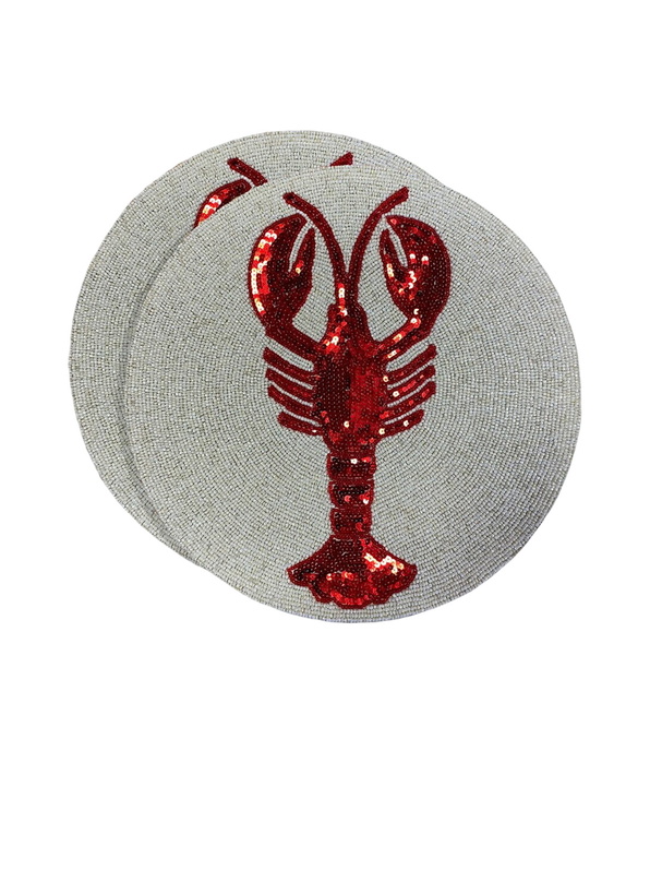 Photo: Les-Ottomans Set Of Two Lobster Beaded Placemats