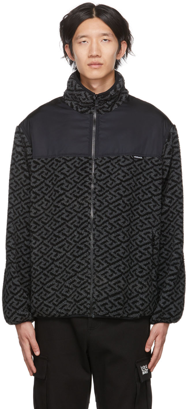 Versace Black & Gray La Greca Jacket Versace