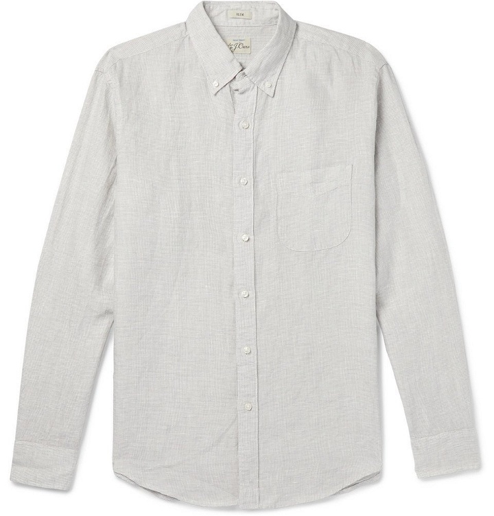 Photo: J.Crew - Slim-Fit Button-Down Collar Puppytooth Linen Shirt - Men - Gray