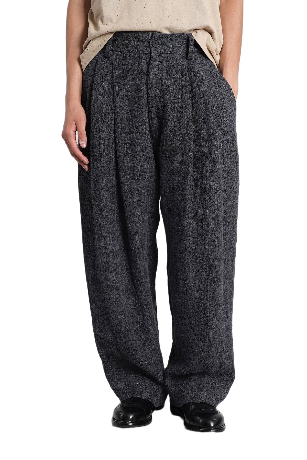 Ziggy Chen Pants In Blue Linen