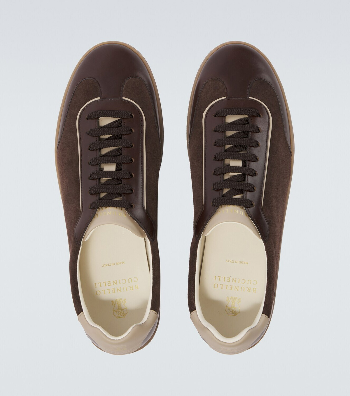 Brunello Cucinelli Leather-trimmed suede sneakers