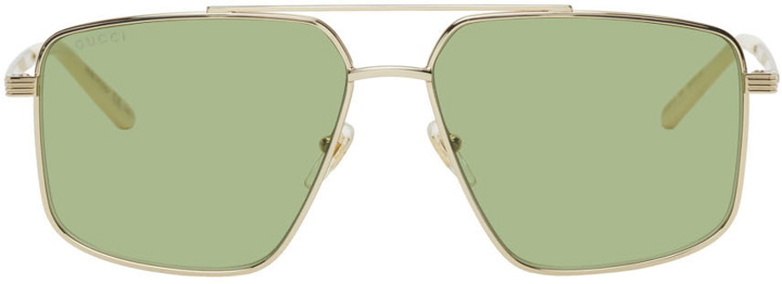 Photo: Gucci Gold & Green Shiny Endura Sunglasses