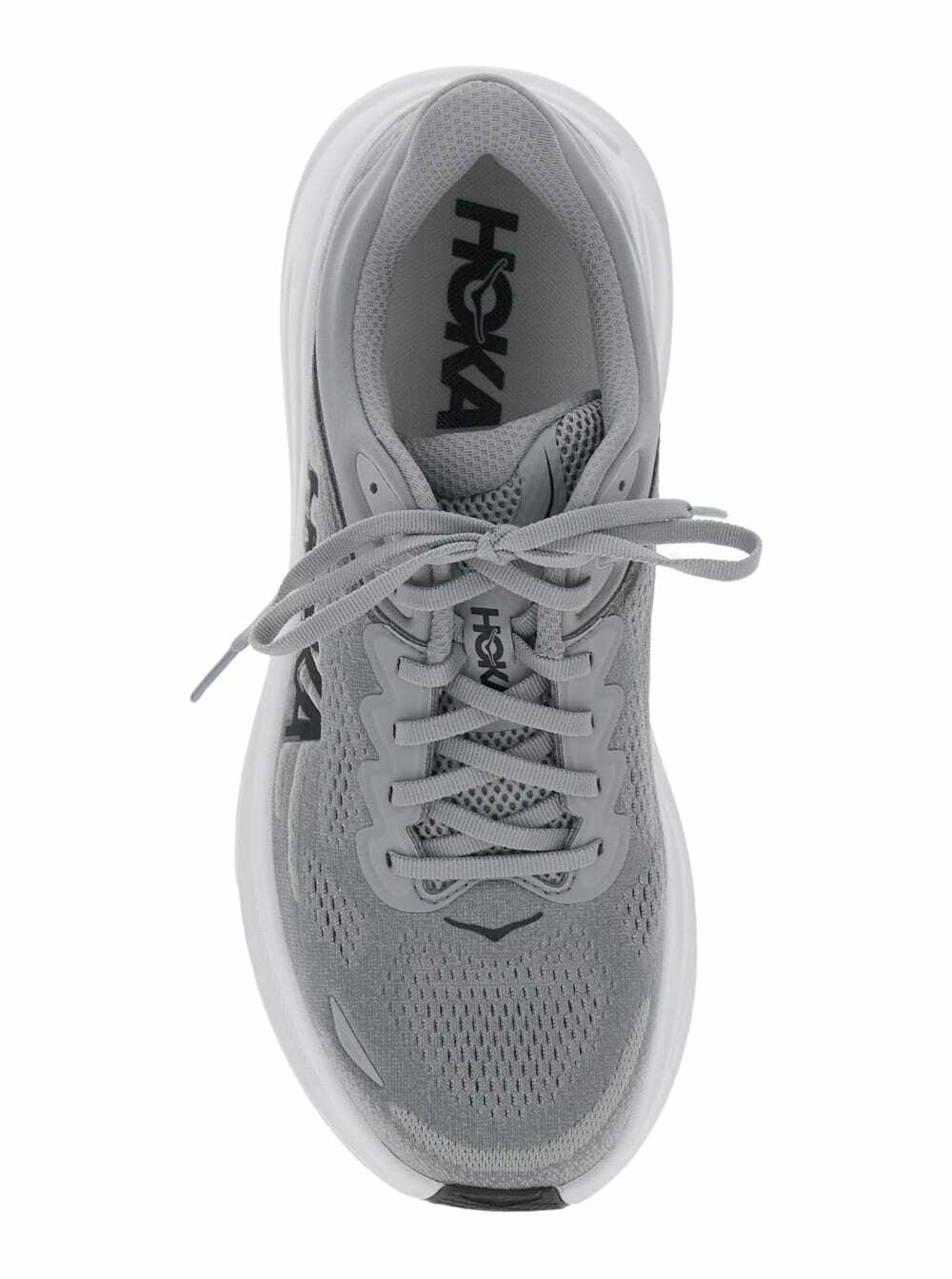 Hoka bondi 9 Grey Low Top Sneakers With Maxi Logo Lettering On The Side In Tech Fabric Unisex