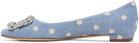 Manolo Blahnik Blue Hangisiflat Ballerina Flats