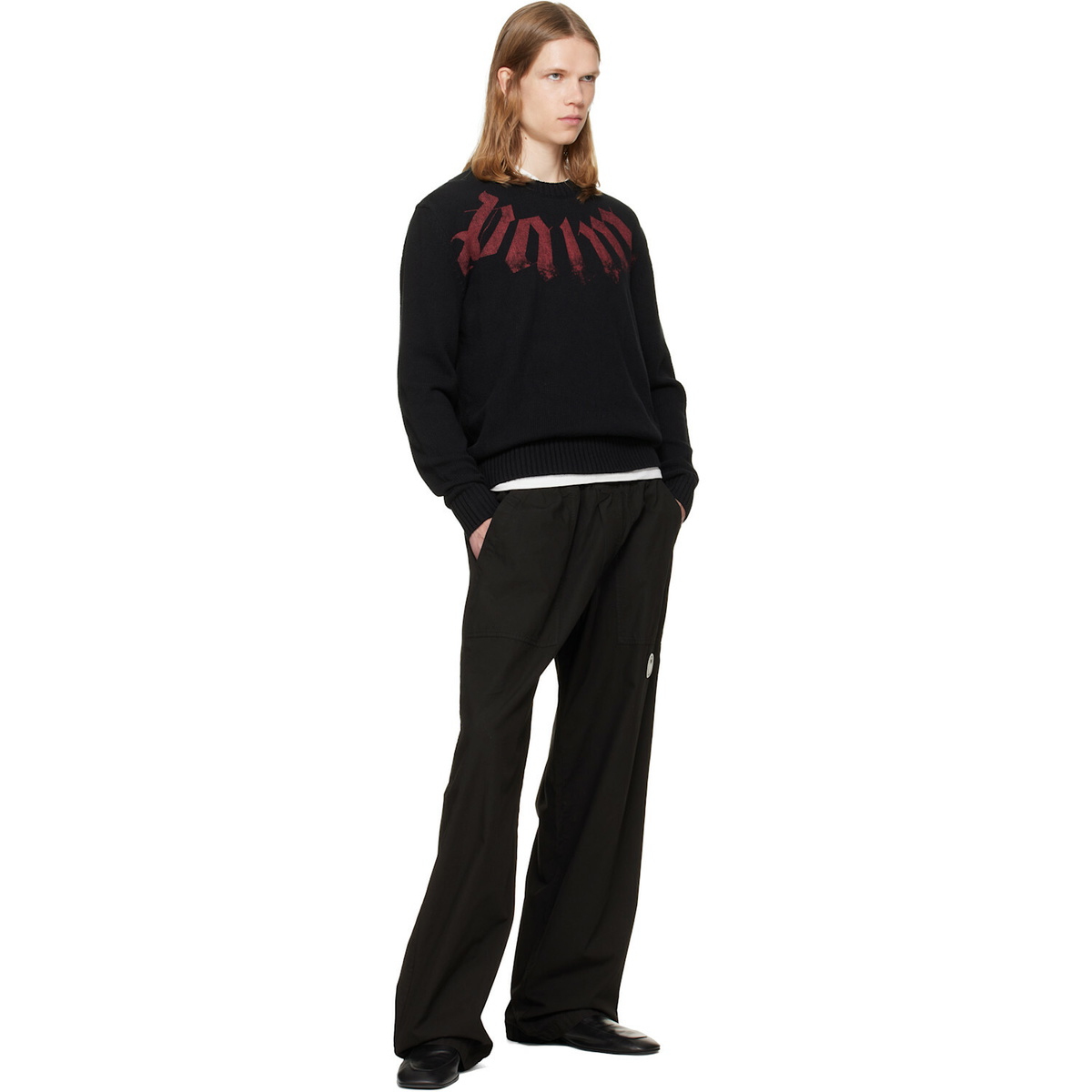 Palm Angels Black Big Neck Logo Sweater