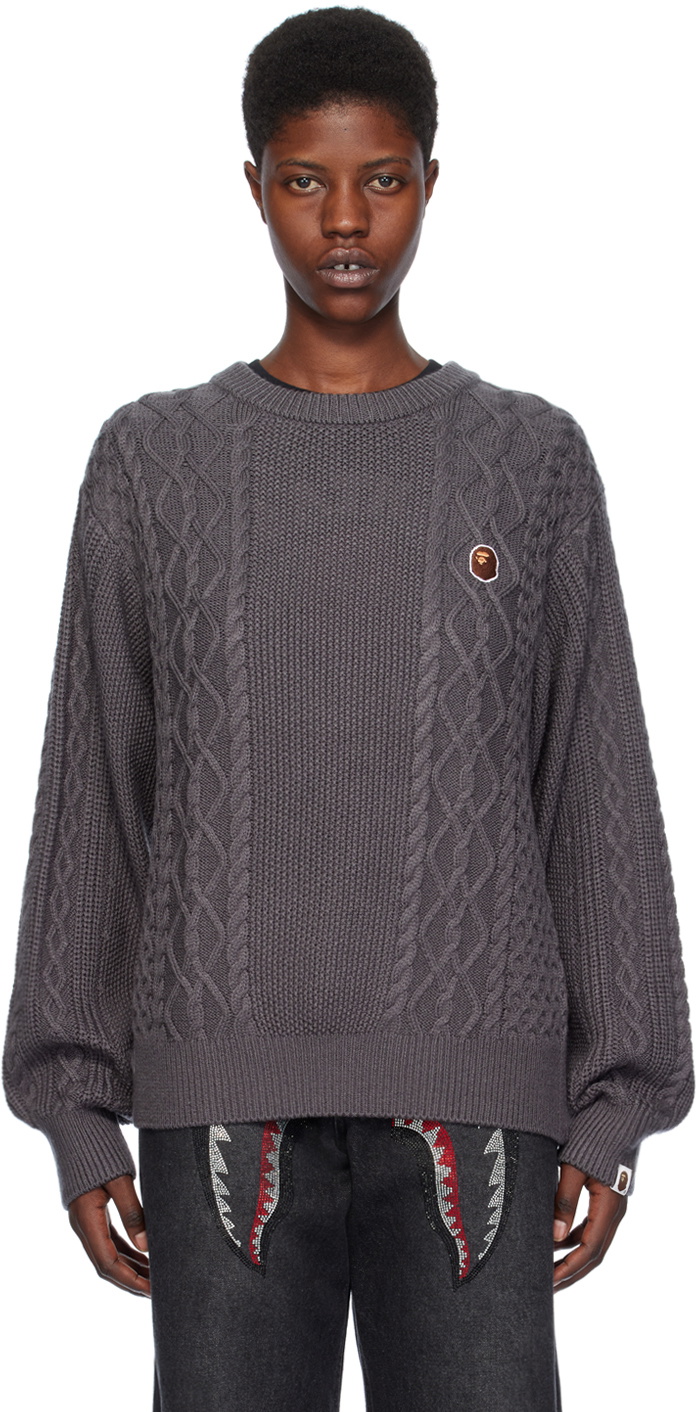 BAPE Grey Cropped Cardigan A Bathing Ape