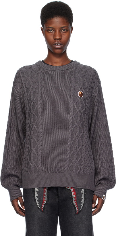 Photo: BAPE Gray Ape Head One Point Sweater